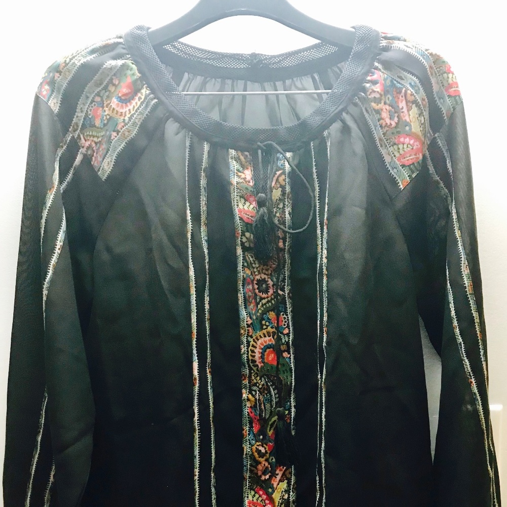 Long Sleeve Silk Blouse - Small size